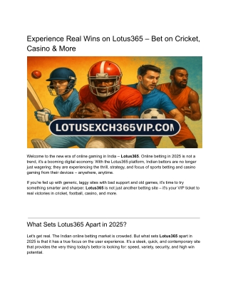 Experience Real Wins on Lotus365 – Bet on Cricket, Casino