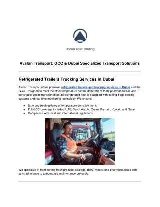 Refrigerated trailers and trucking services in Dubai