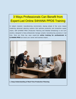 3 Ways Professionals Can Benefit from Expert-Led Online S4HANA PPDS Training