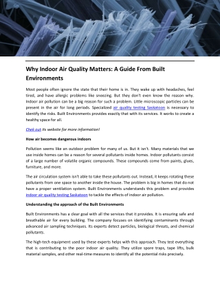 Why Indoor Air Quality Matters A Guide From Built Environments