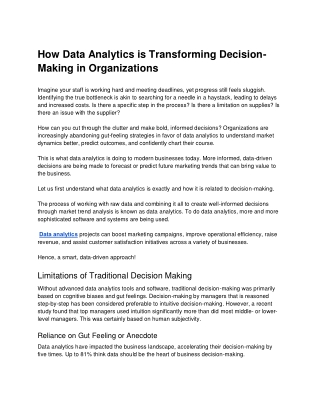 How Data Analytics is Transforming Decision-Making in Organizations