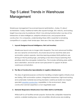 Top 5 Latest Trends in Warehouse Management