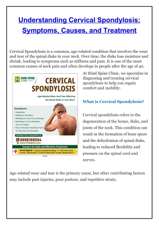 Understanding Cervical Spondylosis - Hind Spine Clinic