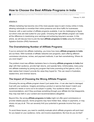 How to Choose the Best Affiliate Programs in India