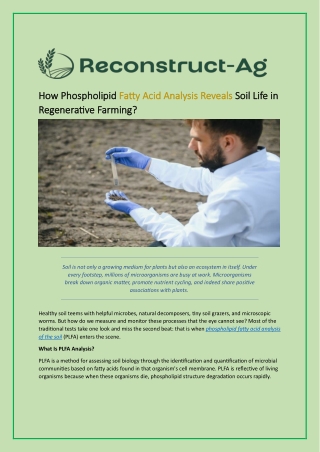 How Phospholipid Fatty Acid Analysis Reveals Soil Life in Regenerative Farming