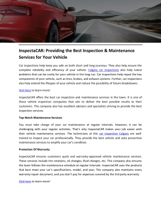 InspectaCAR Providing the Best Inspection & Maintenance Services for Your Vehicle