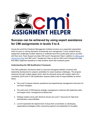 Get Top CMI Assignment Help UK from Trusted Experts Now