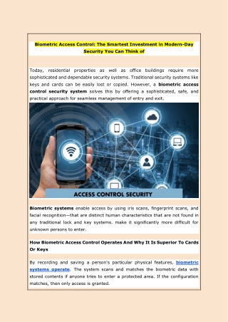 Biometric Access Control: The Smartest Investment in Modern-Day Security You Can
