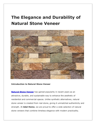 Elevate Your Space with Natural Stone Veneer from Adal Home
