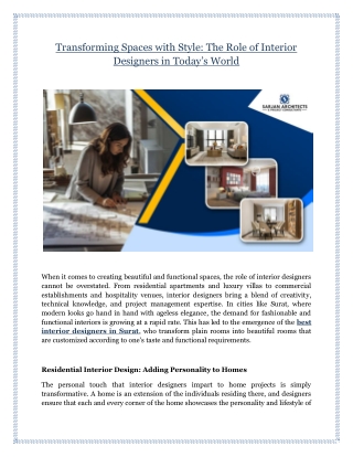 Transforming Spaces with Style: The Role of Interior Designers in Today’s World