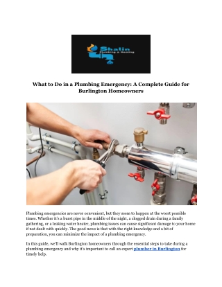 What to Do in a Plumbing Emergency: A Complete Guide for Burlington Homeowners