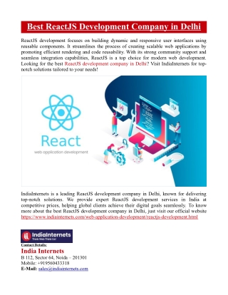 Best ReactJS Development Company in Delhi