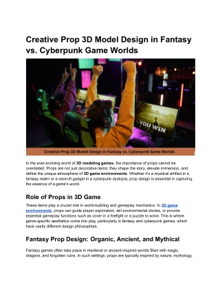 Creative Prop 3D Model Design in Fantasy vs. Cyberpunk Game Worlds