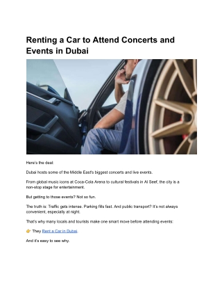 Renting a Car to Attend Concerts and Events in Dubai