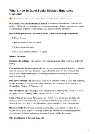 What's New in QuickBooks Desktop Enterprise Diamond