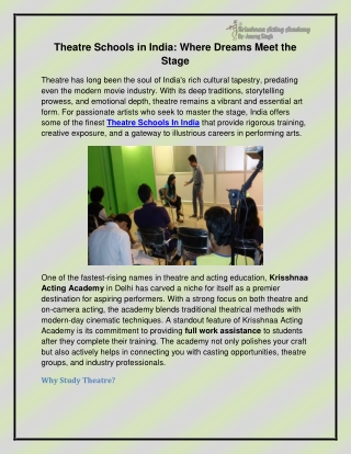 Theatre Schools In India