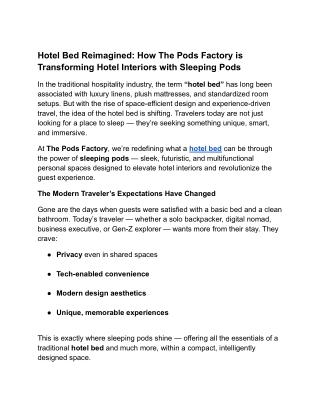 Hotel Bed Reimagined: How The Pods Factory is Transforming Hotel Interiors