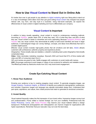 How to Use Visual Content to Stand Out in Online Ads
