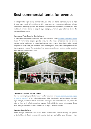 Best commercial tents for events