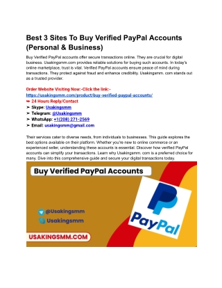 Best 3 Sites To Buy Verified PayPal Accounts (Personal & Business)