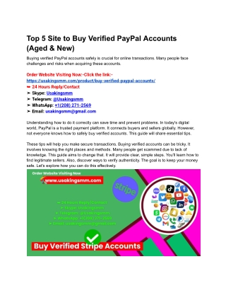 Top 5 Site to Buy Verified PayPal Accounts (Aged & New)