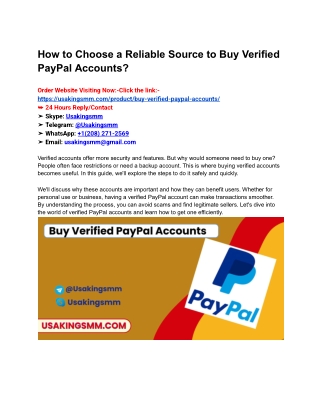 How to Choose a Reliable Source to Buy Verified PayPal Accounts