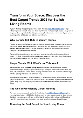 Transform Your Space_ Discover the Best Carpet Trends 2025 for Stylish Living Rooms
