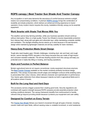 ROPS canopy Best Tractor Sun Shade And Tractor Canopy