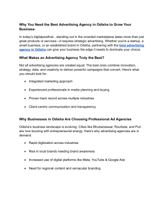 Why You Need the Best Advertising Agency in Odisha to Grow Your Business