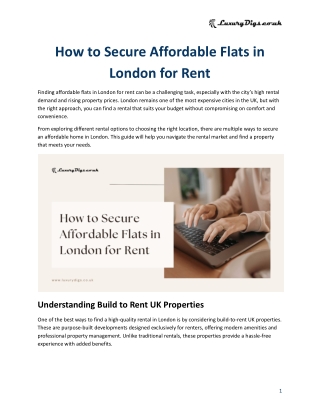 How to Secure Affordable Flats in London for Rent