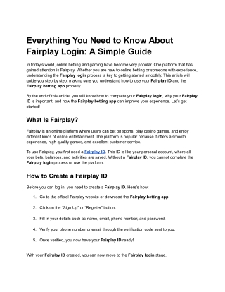 Everything You Need to Know About Fairplay Login_ A Simple Guide