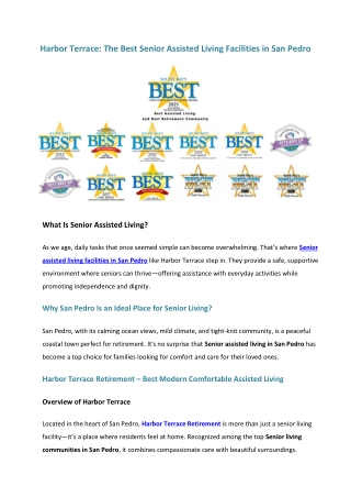Harbor Terrace – The Best Senior Assisted Living Facilities in San Pedro