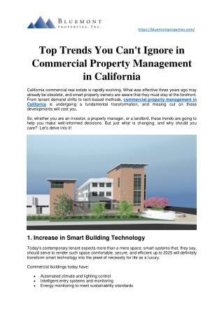 Top Trends You Can't Ignore in Commercial Property Management in California