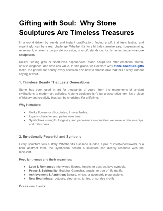 Gifting with Soul:  Why Stone Sculptures Are Timeless Treasures