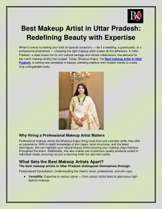 Best makeup artist in Uttar Pradesh
