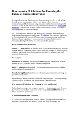 How Industry IT Solutions Are Powering the Future of Business Innovation