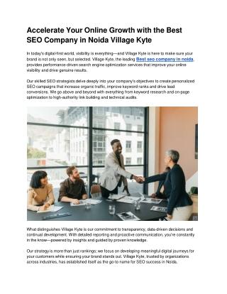 Accelerate Your Online Growth with the Best SEO Company in Noida Village Kyte (1)