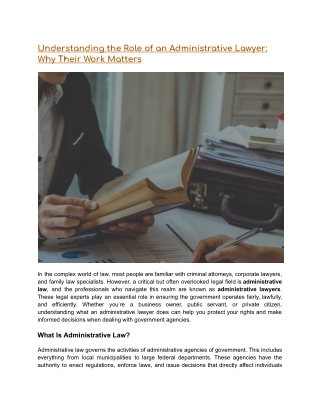 Understanding the Role of an Administrative Lawyer: Why Their Work Matters