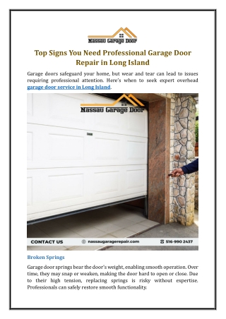 Top Signs You Need Professional Garage Door Repair in Long Island