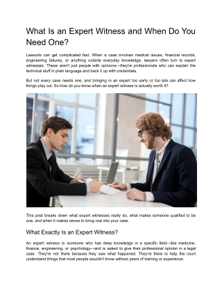What Is an Expert Witness and When Do You Need One
