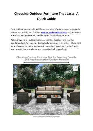 Durable Outdoor Patio Furniture Sets & Sofa Sets for Every Season