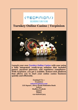 Turnkey Online Casino | Tecpinion