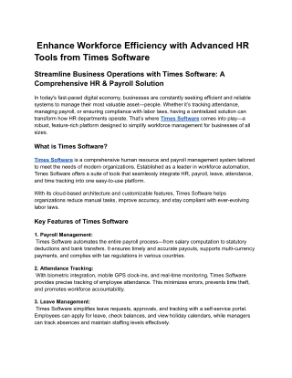 Enhance Workforce Efficiency with Advanced HR Tools from Times Software