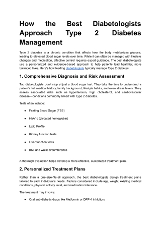 How the Best Diabetologists Approach Type 2 Diabetes Management