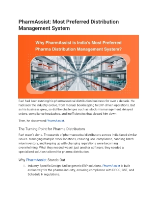 PharmAssist_ Most Preferred Distribution Management System