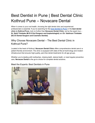 Best Dentist in Pune _ Best Dental Clinic Kothrud Pune – Novacare Dental