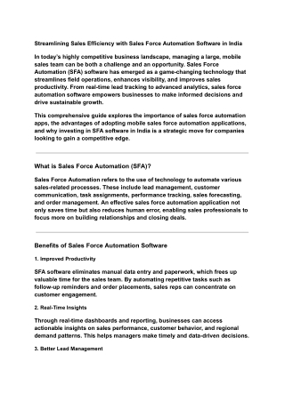 Streamlining Sales Efficiency with Sales Force Automation Software in India