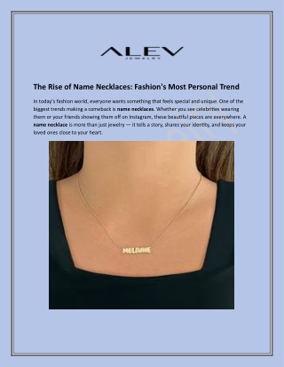 The Rise of Name Necklaces: Fashion's Most Personal Trend