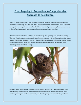 From Trapping to Prevention A Comprehensive Approach to Pest Control