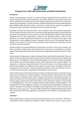 Property Law in UAE: What Every Buyer and Seller Should Know